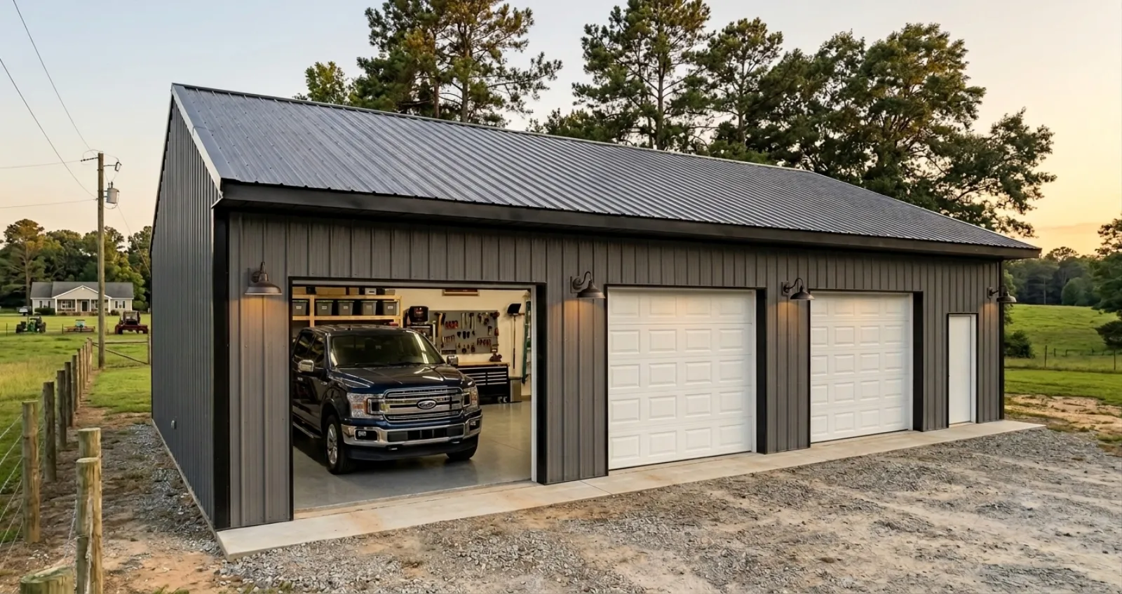 Post-frame garage